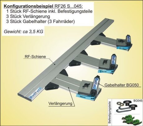 RF-Schiene inkl. Befestigungsteile (l=130cm) f&uuml;r die Befestigungspunkte P1 im Auto