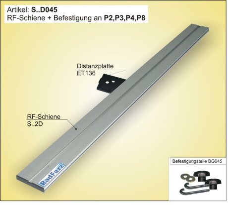 RF-Schiene inkl. Befestigungsteile (l=130cm) inkl. Distanzplatte f&uuml;r die Befestigungspunkte P4 im Auto