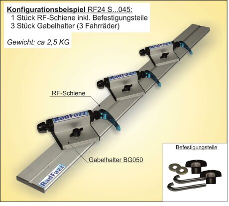 RF-Schiene inkl. Befestigungsteile (l=120cm) f&uuml;r die Befestigungspunkte P1 im Auto