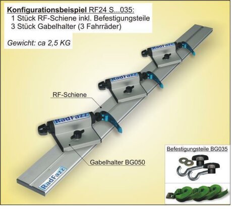 RF-Schiene inkl. Befestigungsteile (l=70cm) f&uuml;r die Befestigungspunkte P2 im Auto