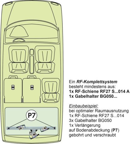 Innenraum-Fahrradtr&auml;ger Schiene (l=100cm) auf die Bodenabdeckung P7