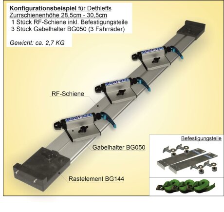 RadFazz-Fahrradtr&auml;ger f&uuml;r die Dethleffs Zurrschienen in Bodenh&ouml;he 28cm - 30cm