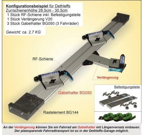 RadFazz-Fahrradtr&auml;ger f&uuml;r die Dethleffs Zurrschienen in Bodenh&ouml;he 28cm - 30cm