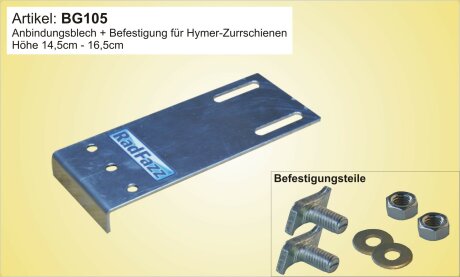 Adapter inkl. Befestigungsteile f&uuml;r die Hymer Zurrschienen, Bodenh&ouml;he 14.5cm - 16,5cm