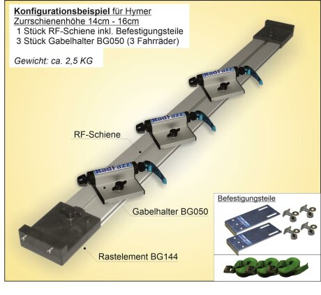 RF-Schiene inkl. Befestigungsteile f&uuml;r die Hymer-Zurrschienen P15, Bodenh&ouml;he 14,5cm - 16,5cm