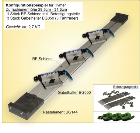 RF-Schiene inkl. Befestigungsteile f&uuml;r die Hymer-Zurrschienen P15, Bodenh&ouml;he 29,5cm - 31,5cm