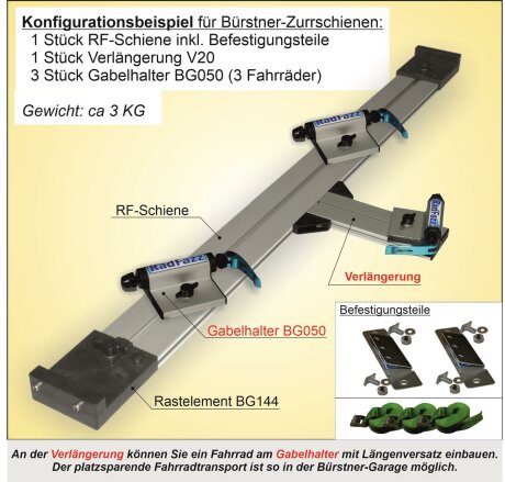 RadFazz Fahrrad-Innen-Tr&auml;ger f&uuml;r die Boden-Eck-Zurrschienen im B&uuml;rstner WoMo