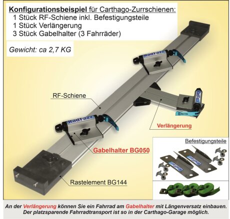 RadFazz-Fahrrad-Innentr&auml;ger f&uuml;r die Carthago 45&deg; Zurrschienen