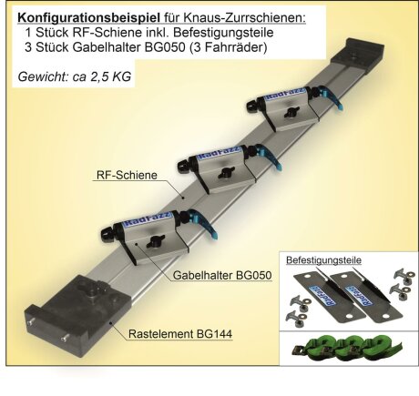 RadFazz-Fahrradtr&auml;ger f&uuml;r die 45&deg; Zurrschienen im Hymer, Knaus, Weinsberg