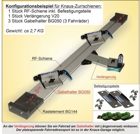 RadFazz-Fahrradtr&auml;ger f&uuml;r die 45&deg; Zurrschienen im Hymer, Knaus, Weinsberg