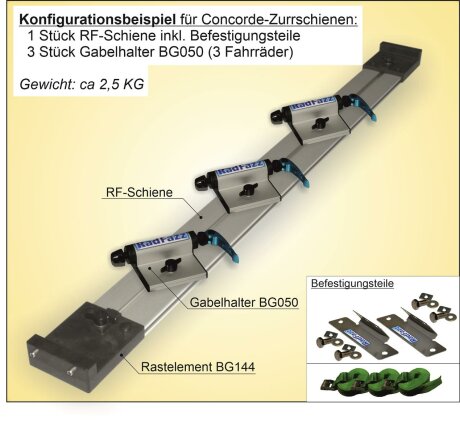 RadFazz-Fahrrad-Innentr&auml;ger f&uuml;r die Concorde 45&deg; Zurrschienen