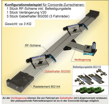 RadFazz-Fahrrad-Innentr&auml;ger f&uuml;r die Concorde 45&deg; Zurrschienen