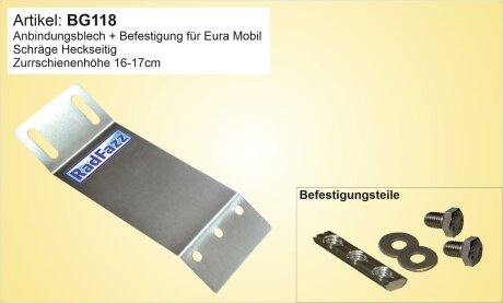 Adapter inkl. Befestigungsteile f&uuml;r die Eura Mobil-Zurrschienen, Bodenh&ouml;he 15,5cm - 16,5cm