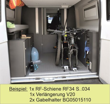 Innenraum-Fahrradtr&auml;ger RF-Schiene L&auml;nge l=90cm; Befestigungspunkte P9, Gewindeabstand 75cm-87cm