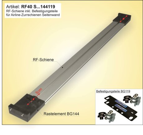 RF-Schiene inkl. Befestigungsteile f&uuml;r die Airline-Zurrschienen Bodenh&ouml;he 2,5cm - 3,5cm, P15