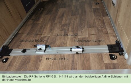 RF-Schiene inkl. Befestigungsteile f&uuml;r die Airline-Zurrschienen Bodenh&ouml;he 2,5cm - 3,5cm, P15