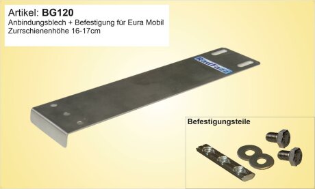 Adapter inkl. Befestigungsteile f&uuml;r die Eura Mobil-Zurrschienen, Bodenh&ouml;he 15,5cm - 16,5cm