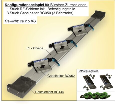 RadFazz Fahrrad-Innen-Tr&auml;ger f&uuml;r die Boden-Eck-Zurrschienen im B&uuml;rstner WoMo