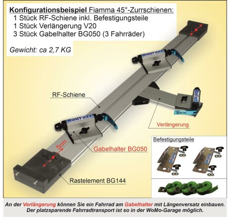 RadFazz-Fahrradtr&auml;ger f&uuml;r die Fiamma 45&deg; Zurrschienen